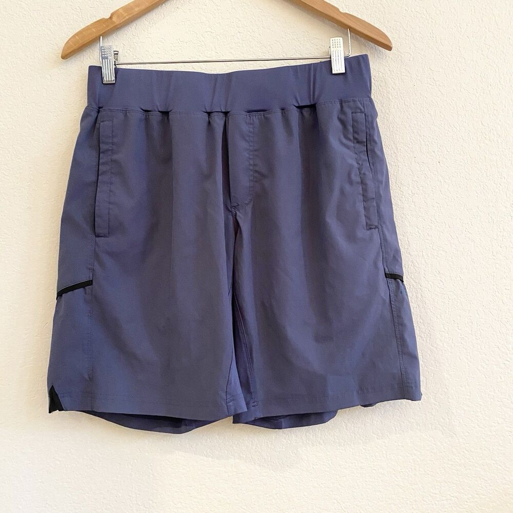 Peloton Lined Shorts‎ Mens M Blue Gym Elastic Waist Drawstring Lined Pockets